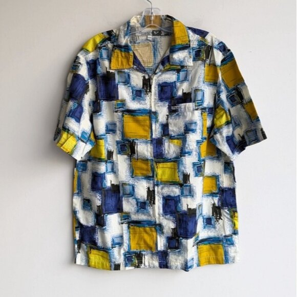 Vintage Guess 100% cotton short sleeve abstract print patchwork shirt - Picture 1 of 7